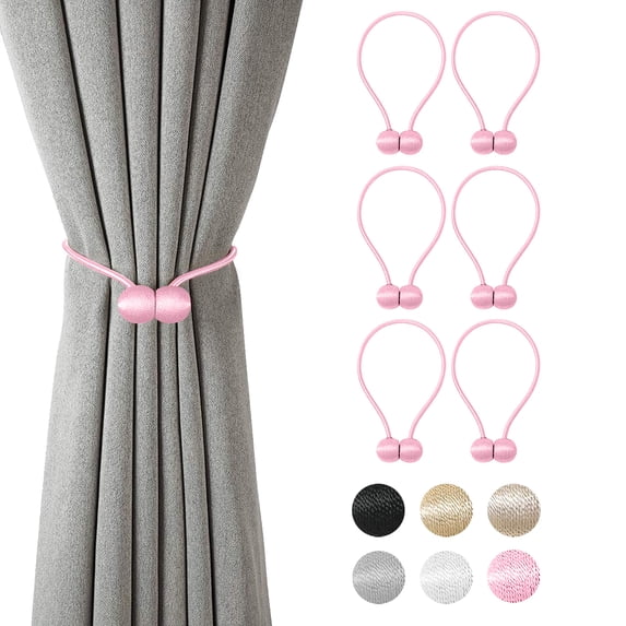 4/6 Pcs Magnetic Curtain Tiebacks, Modern Simple Style Curtain Tiebacks, Decorative Drape Ties and Holdbacks Holder for Window Draperies, Curtain Clips Rope Straps Magnet Home Office