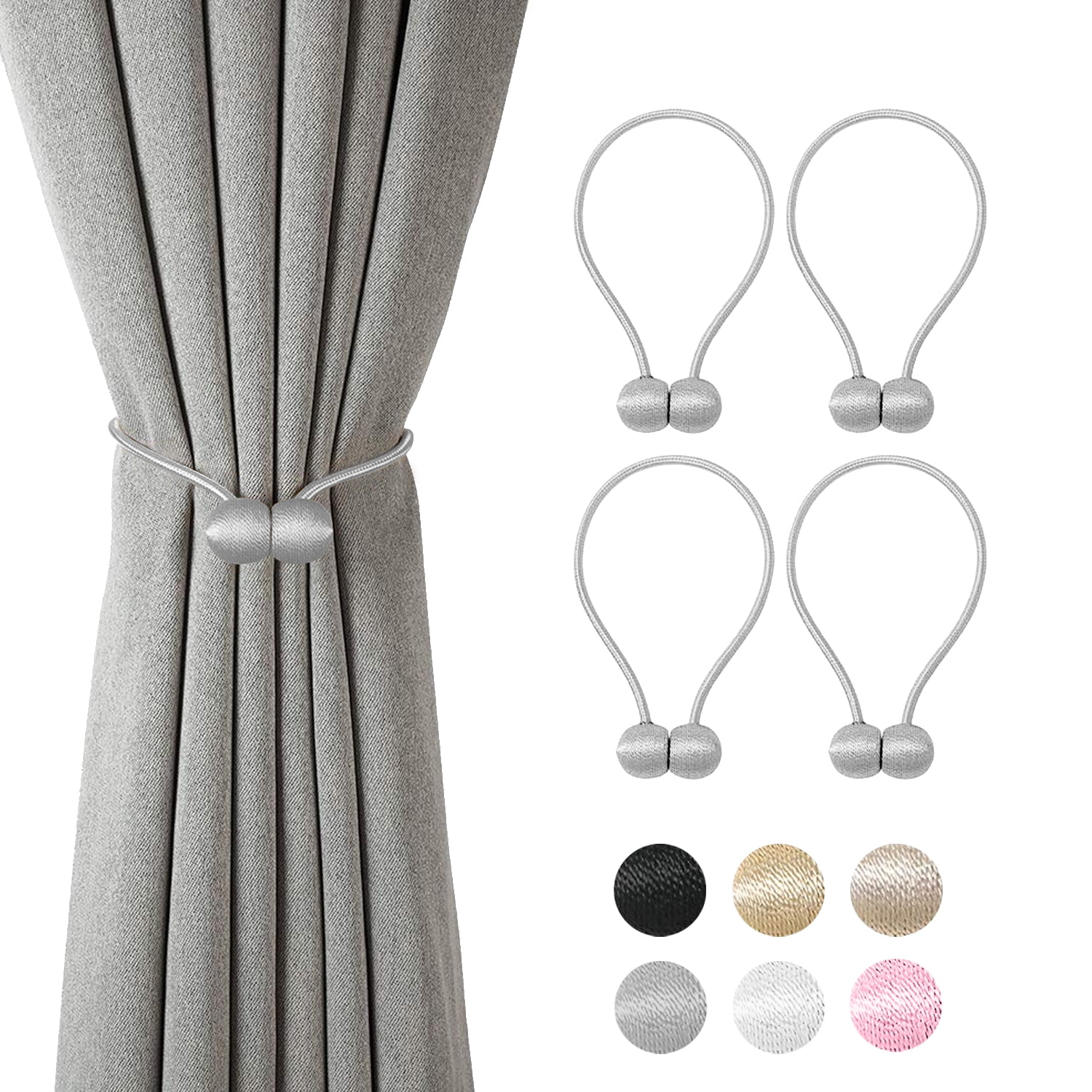 4/6 Pcs Magnetic Curtain Tiebacks, Modern Simple Style Curtain Tiebacks ...