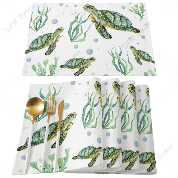 4/6 Pcs Placemat Blue Marine Coral Shells Star Kitchen Placemat Home ration Dining Table Mats Coffee Coaster Mat