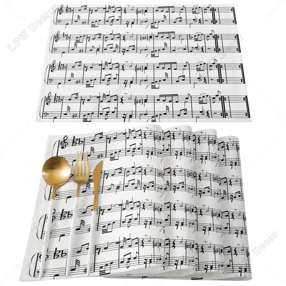 4/6 Pcs Placemat Music Musical Note Colorful Kitchen Placemat Christmas Coffee Dining Table Mats Coaster Pad