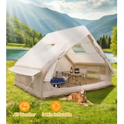 Emossie 4-6 Person Inflatable Camping Tent, Glamping Blow up Tent with Hand Pump, PU3000 Waterproof & Windproof, Easy Setup Cabin Tent with Mesh Windows, Perfect for Family Camping, Emergency Shelter
