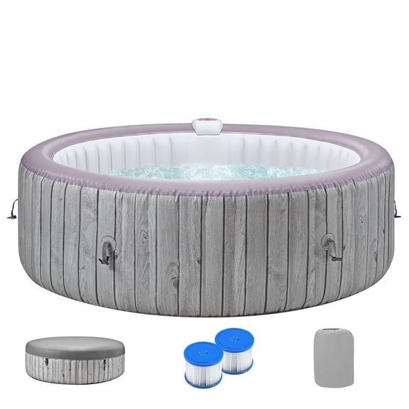 4-6 Person Inflatable Hot Tub with 130 Bubble Jets, Round Home Spa