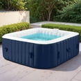 thumbnail image 1 of 4-6 Person Outdoor Portable Inflatable Heated Hot Tub with 130 Bubble Jets, Square Inflatable Heated Pool Spa with Insulated Cover, Insulated Cover and Carry Bag, Blue, 1 of 8