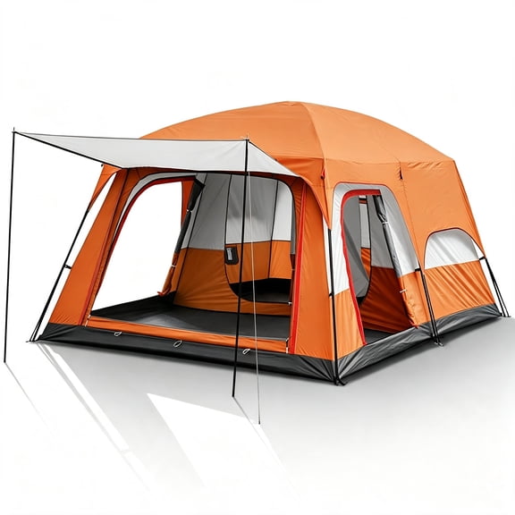 4-6 Person Tent for Camping, 10' x 6.8' x 6', Camping Tent with Carry Bag & Mesh Windows, Lightweight Portable Tent for Outdoor Camping, Festivals & Backyard, Orange