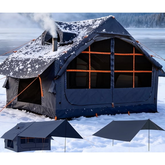 4/6 Persons Inflatable Tents for Camping with Awning, Easy Setup Blow Up Tents for 4 Seasons Waterproof Inflatable Camping Tent,Wind Resistant Air Glamping Tents for Camping Adult