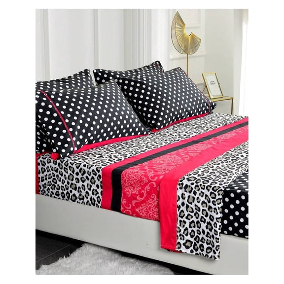 4/6 Piece Patchwork Printed Sheet Set - Brushed Microfiber 14 Inches Deep Pocket - Soft Fun Patterned Bedding Sheets & Pillowcases Set