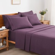 4/6 Piece Soft Bed Sheets Set Solid & Embroidery Bed Sheets Set All Season Hotel Luxury Bedding -18in Deep Pockets