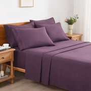 4/6 Piece Soft Bed Sheets Set Solid & Embroidery Bed Sheets Set All Season Hotel Luxury Bedding -18in Deep Pockets