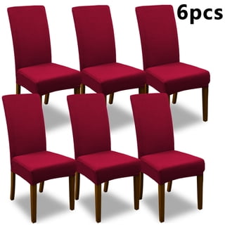 6-Piece Stretch Dining Chair Cover Set, Universal Removable Non-Slip Parsons Chair Covers for Dining Rooms, Kitchens, Living Rooms(DarkRed)
