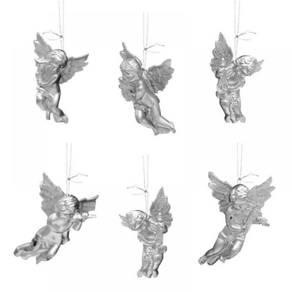 4/6 Pieces Hanging Angels Ornaments For Christmas Holiday Tree Or Wedding Decoration DIY Winter Party Decor,Clear/Sliver/Gold