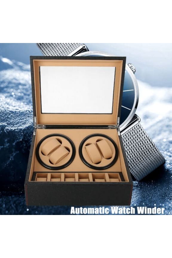 4+6 Slots Auto Rotating Watch Winder Display Box Case Storage Holder Box Leather