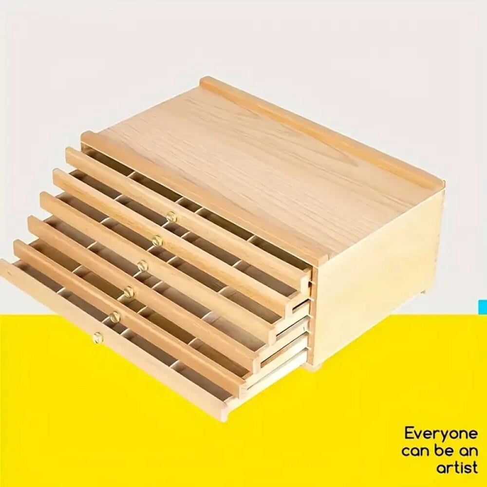 4/6-Tier Wooden Art Supply Organizer with Drawers – Multi-Compartment Storage Box for Pencils, Markers, Brushes & Tools – Portable Craft Caddy – Desk & Drawer Organizer