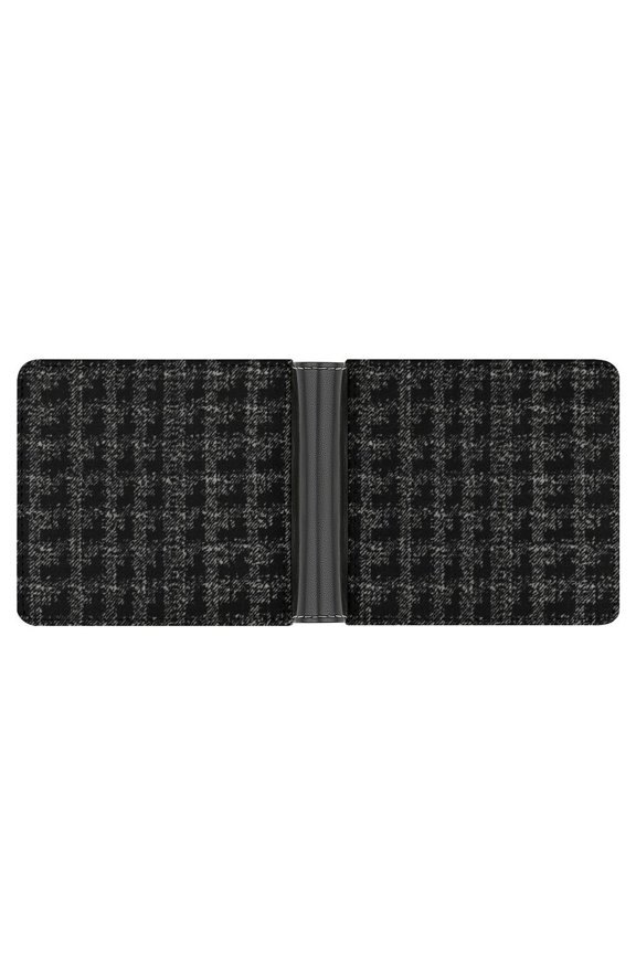 4.6 X 3.7in Leather Wallet Compact Size Easy To Carry, Easy To Open And Close Durable For Daily Use During Work And Travel Black Houndstooth Vintage Texture_2