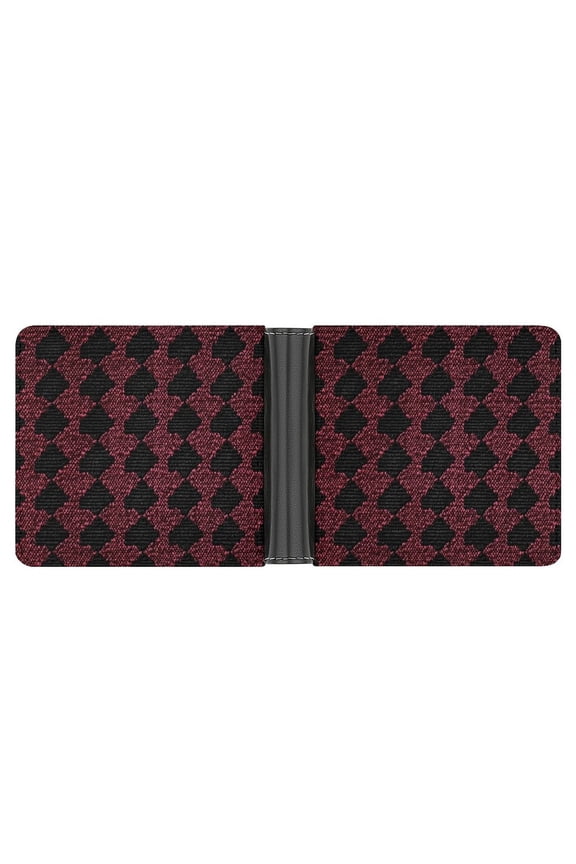 4.6 X 3.7in Leather Wallet Compact Size Easy To Carry, Easy To Open And Close Durable For Daily Use During Work And Travel Crimson Modern Houndstooth Texture_4