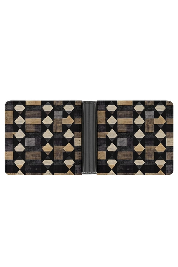 4.6 X 3.7in Leather Wallet Compact Size Easy To Carry, Easy To Open And Close Durable For Daily Use During Work And Travel DarkVoilet Houndstooth Checkered_2
