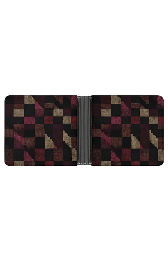 4.6 X 3.7in Leather Wallet Compact Size Easy To Carry, Easy To Open And Close Durable For Daily Use During Work And Travel DarkVoilet Houndstooth Checkered_3