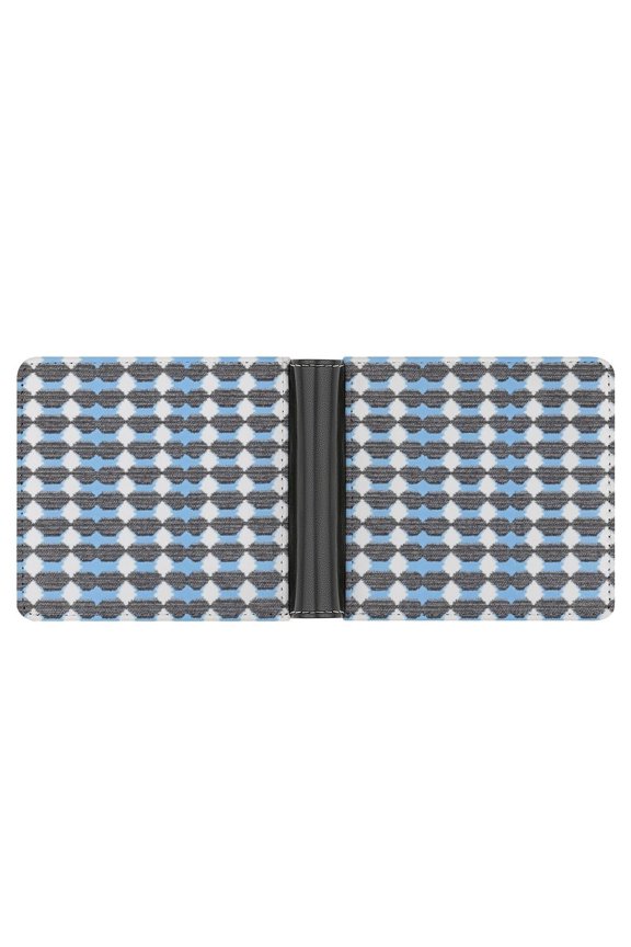 4.6 X 3.7in Leather Wallet Compact Size Easy To Carry, Easy To Open And Close Durable For Daily Use During Work And Travel LightSteelBlue Retro Houndstooth_2