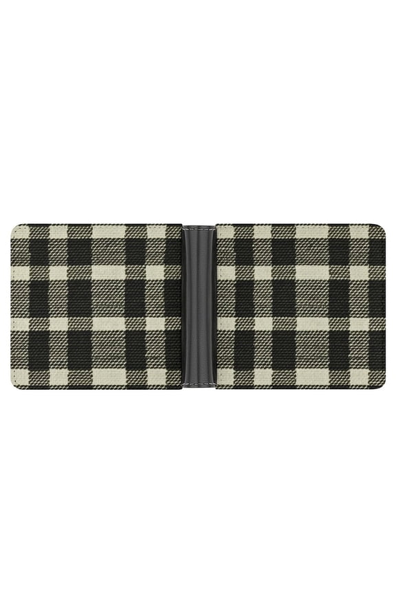 4.6 X 3.7in Leather Wallet Compact Size Easy To Carry, Easy To Open And Close Durable For Daily Use During Work And Travel Olive Houndstooth Buffalo Plaid Tartan Check Scotland_3