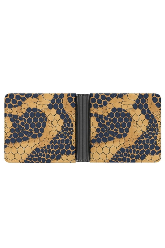 4.6 X 3.7in Leather Wallet Compact Size Easy To Carry, Easy To Open And Close Durable For Daily Use During Work And Travel Snake Skin Print Style DoderBlue_3
