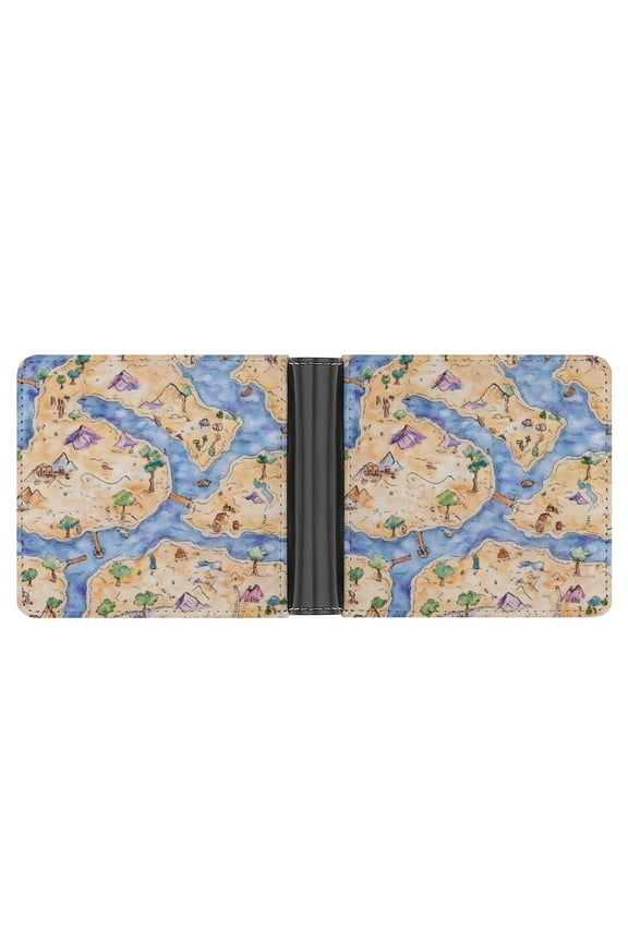 4.6 X 3.7in Leather Wallet Compact Size Easy To Carry, Easy To Open And Close Durable For Daily Use During Work And Travel Game Map