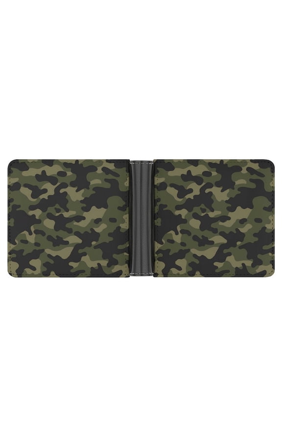 4.6 X 3.7in Leather Wallet Compact Size Easy To Carry, Easy To Open And Close Durable For Daily Use During Work And Travel Military Green Camouflage