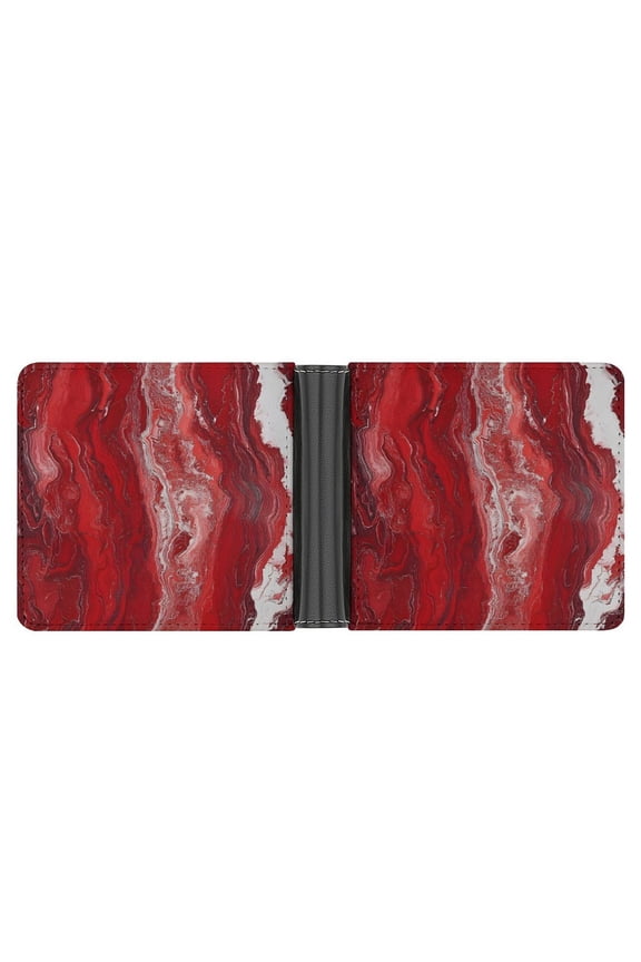 4.6 X 3.7in Leather Wallet Compact Size Easy To Carry, Easy To Open And Close Durable For Daily Use During Work And Travel Red Marble_1