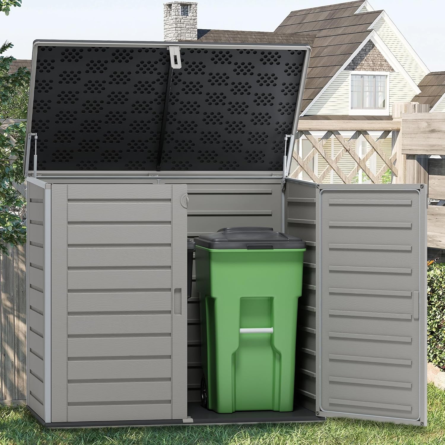 4.6 ft x 4.1 ft Resin Outdoor Storage Shed, 49.5 Cu Ft Extra Large ...
