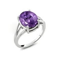 thumbnail image 1 of Gem Stone King 925 Sterling Silver Purple Amethyst Ring for Women | 4.60 Cttw | Gemstone February Birthstone | Oval 12X10MM | Available in Size 5,6,7,8,9, 1 of 5