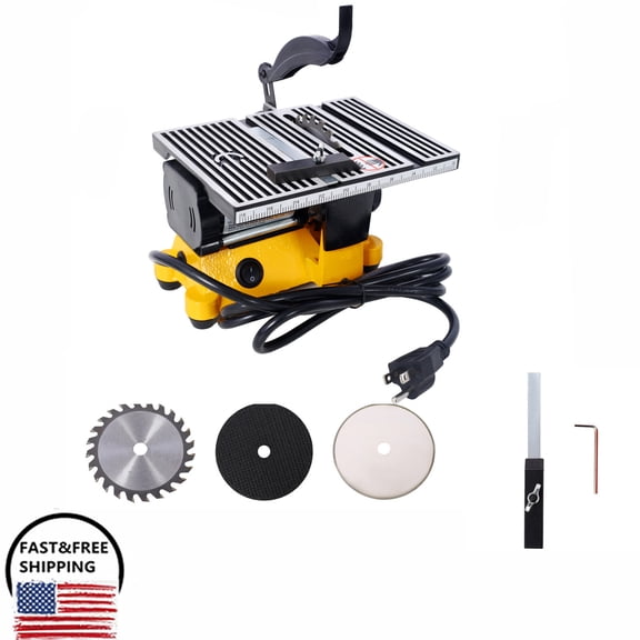 4" 60W Mini Table Saw Top Cut Off Miter Saw for Precision Cut Metal w/ 3 Blades