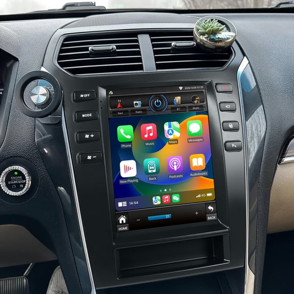 4+64G 12.8-inch Android 15 Car Stereo for Ford Explorer 2011-2019 IPS Touchscreen Screen Car Radio with Carplay & Android Auto Support Backup Camera GPS FM Navi BT
