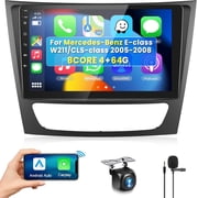 4+64G 8 CORE Car Stereo Radio for Mercedes Benz E Class W211 E200 CLS W219 2002-2009, Wireless CarPlay/Android Auto 9 Inch 1280*720P IPS Touch Screen Android 13 GPS WiFi Bluetooth 32-band DSP Camera