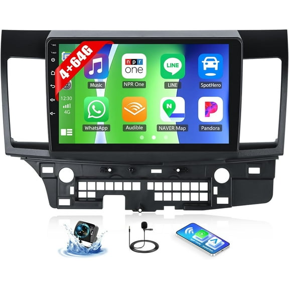 [4+64G] Android 13 Car Stereo for Mitsubishi Lancer 2008-2017 with Wireless Carplay&Android Auto,10.1 Inch Car Radio with Mirror Link Bluetooth FM/RDS WiFi GPS EQ DSP SWC+AHD Backup Camera