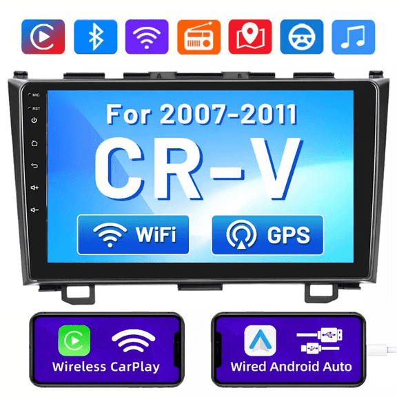 Eforcase 4+64G Android 13 Car Stereo Radio for Honda Crv 2007-2011, Wireless CarPlay Android Auto, 9 Inch HD Touchscreen in-Dash GPS Navigation with DPS BT FM RDS