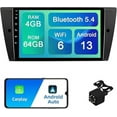 thumbnail image 1 of 4+64G Android 13 Double Din Car Stereo for BMW 328i 335i 325i (E90/E91/E92/E93) 2005-2011 with 9-Inch Touchscreen Radio Built-in Wireless Carplay/Android Auto/GPS/Bluetooth/FM/Steering Wheel Control, 1 of 10