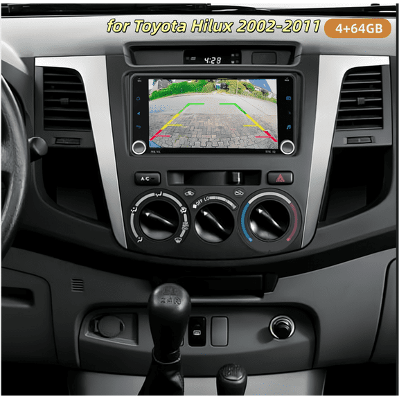4+64G Android 13 Player Dual Knob Car Radio Stereo for Toyota Hilux 2002-2011 GPS Navigation with CarPlay/Android Auto 7 Inch Bluetooth FM Mirror Link SWC + AHD Reverse Camera/Mic