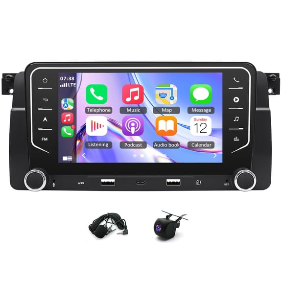 4+64G Android 14 Car Stereo GPS Navigation for BMW E46 with Carplay Android Auto 7in Touchscreen Car Radio Multimedia Player with Bluetooth Wifi FM/RDS DSP EQ SWC Mirror Link Split Screen
