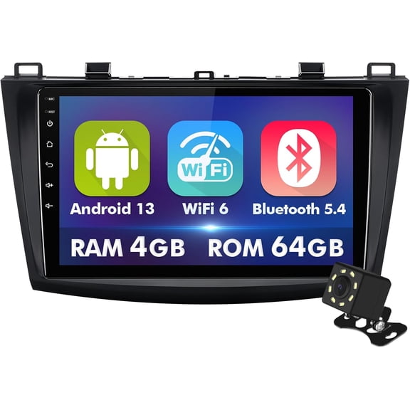 4+64G Android 14 Car radio for Mazda 3 2010-2013 Multimedia Stereo Wireless Carplay Android Auto Autoradio GPS WIFI Mirror link Camera FM BT