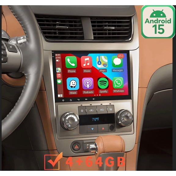 4+64GB For Chevrolet Malibu 2008 2009 2010 2011 2012 GPS Car Radio - Android 15 8-inch IPS Touchscreen with Wireless CarPlay & AHD Camera