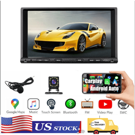 4+64G Android 15 Car Stereo Map Navigation for Toyota Tacoma 1995-2004 for Toyota ToyoAce 2015-2019 7in with Carplay Android Auto with 720P Camera Support Bluetooth Handsfree Wifi Mirror Link SWC