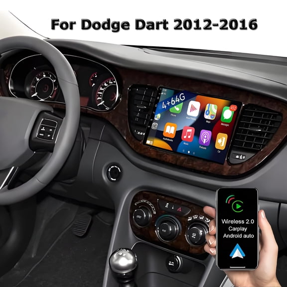 4+64G Android 15 Car Stereo Radio for Dodge Dart 2012-2016 Double Din Car Radio Receiver with Carplay and Android Auto 9" Touchscreen GPS BT FM/RDS SW