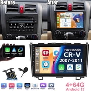 Gsuatey 4+64G Android Car Stereo for Honda CRV 2007-2011 with Wireless Carplay Android Auto, 9" Touchscreen Bluetooth Car Radio with HiFi WiFi GPS Camera