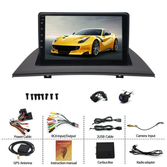 4+64G Car Stereo for BMW X3 E83 2004-2012 with Wireless CarPlay Android Auto 9inch Touch Screen Support Bluetooth FM GPS WiFi Quad Core SWC Mirror Link
