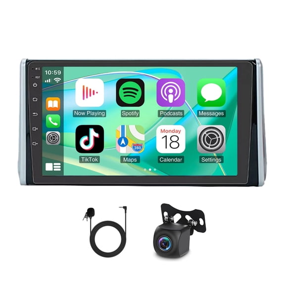 4+64G Car Stereo for Toyota RAV4 2018-2022 and More Models with Wireless CarPlay Android Auto 10inch Touch Screen Support Bluetooth FM GPS WiFi SWC Mirror Link