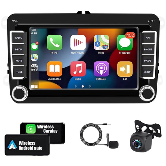 4+64G Car Stereo for Volkswagen Golf/Passat/Jetta/Beetle/Tiguan and More with Carplay Android Auto 7in Touchscreen Android 15 Car Radio Player with Bluetooth Wifi GPS Navi RDS SWC