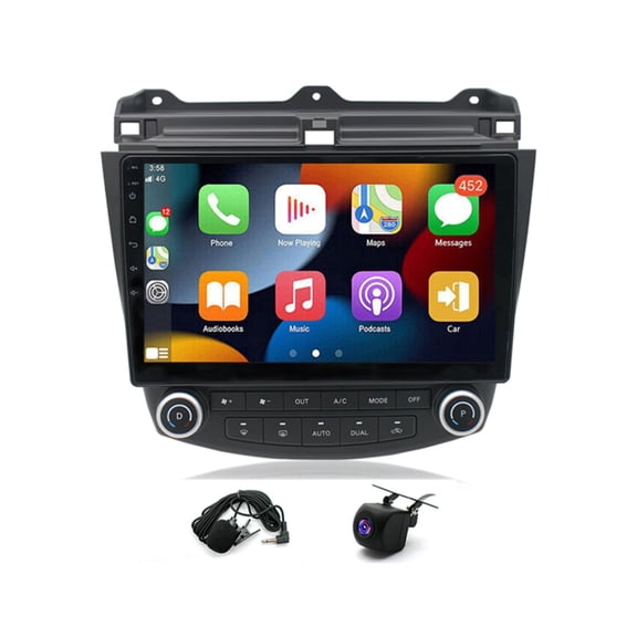 Geabo 4+64G Car Stereo for Honda Accord 7th Generation 2003-2007 with Wireless CarPlay Android Auto 10inch Touch Screen Support Bluetooth FM GPS WiFi