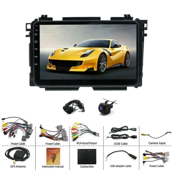 4+64G Car Stereo for Honda Vezel HR-V 2013-2022 with Wireless CarPlay Android Auto 9inch Touch Screen Support Bluetooth FM GPS WiFi SWC