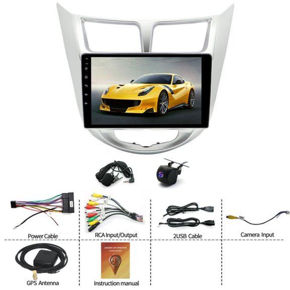 4+64G Car Stereo for Hyundai Accent 2012-2017 with Wireless CarPlay Android Auto 9inch Touch Screen Support Bluetooth FM/RDS GPS WiFi Quad Core