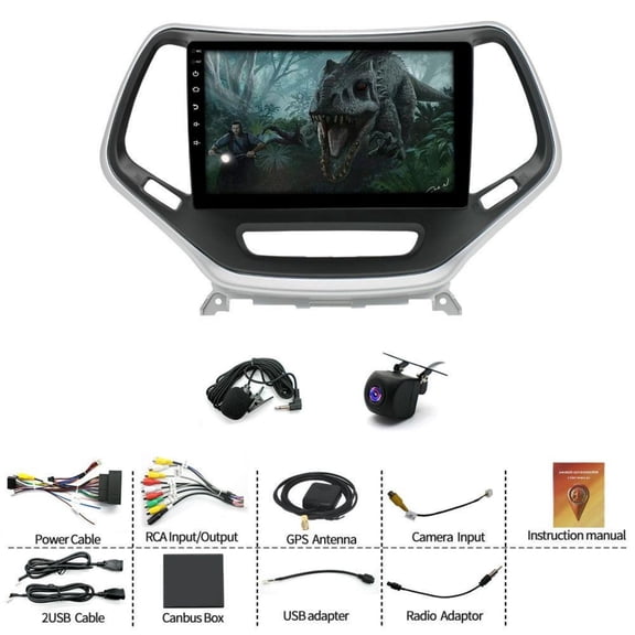 4+64G Car Stereo for Jeep Cherokee 2013-2018 with Wireless CarPlay Android Auto 10inch Touch Screen Support Bluetooth FM/RDS GPS WiFi Quad Core