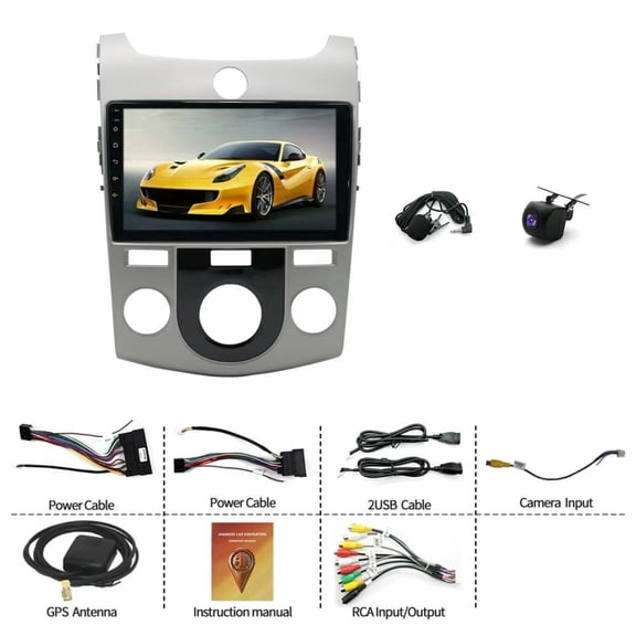 4+64G Car Stereo for Kia Forte 2009-2017 with Wireless CarPlay Android Auto 9inch Touch Screen Support Bluetooth FM/RDS GPS WiFi SWC Mirror Link