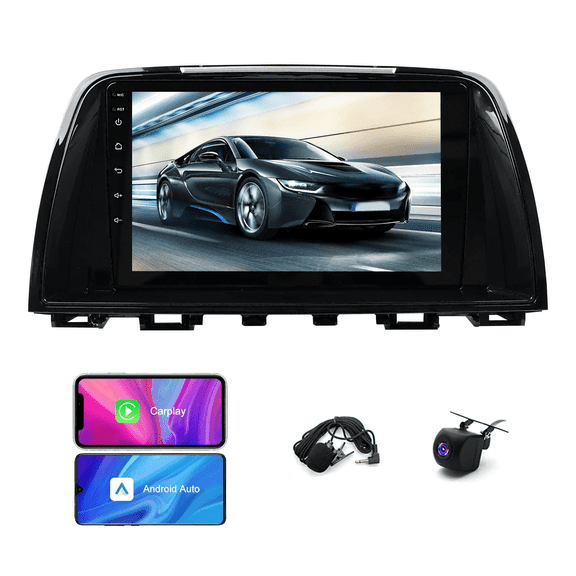 4+64G Car Stereo for Mazda 6 GL GJ 2012-2017 with Wireless CarPlay Android Auto 9inch Touch Screen Support Bluetooth FM/AM GPS WiFi Quad Core SWC DSP
